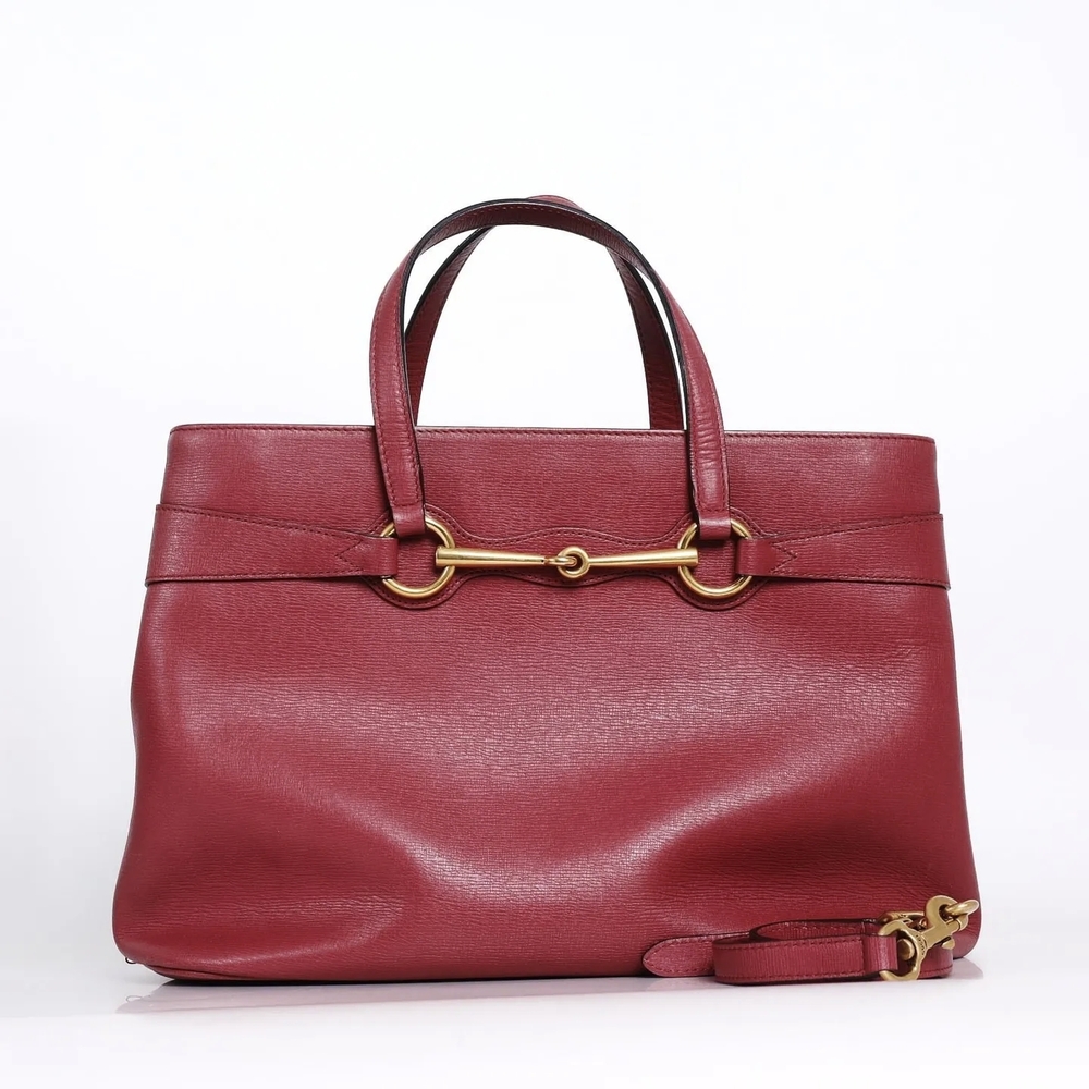 Gucci Red Leather Satchel with Gold Accents